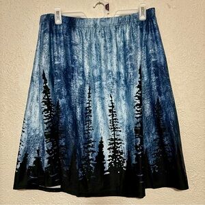 🔥5 for $25🔥 Emory Rose Plus Size Watercolor Landscape Water Tree Printed Skirt